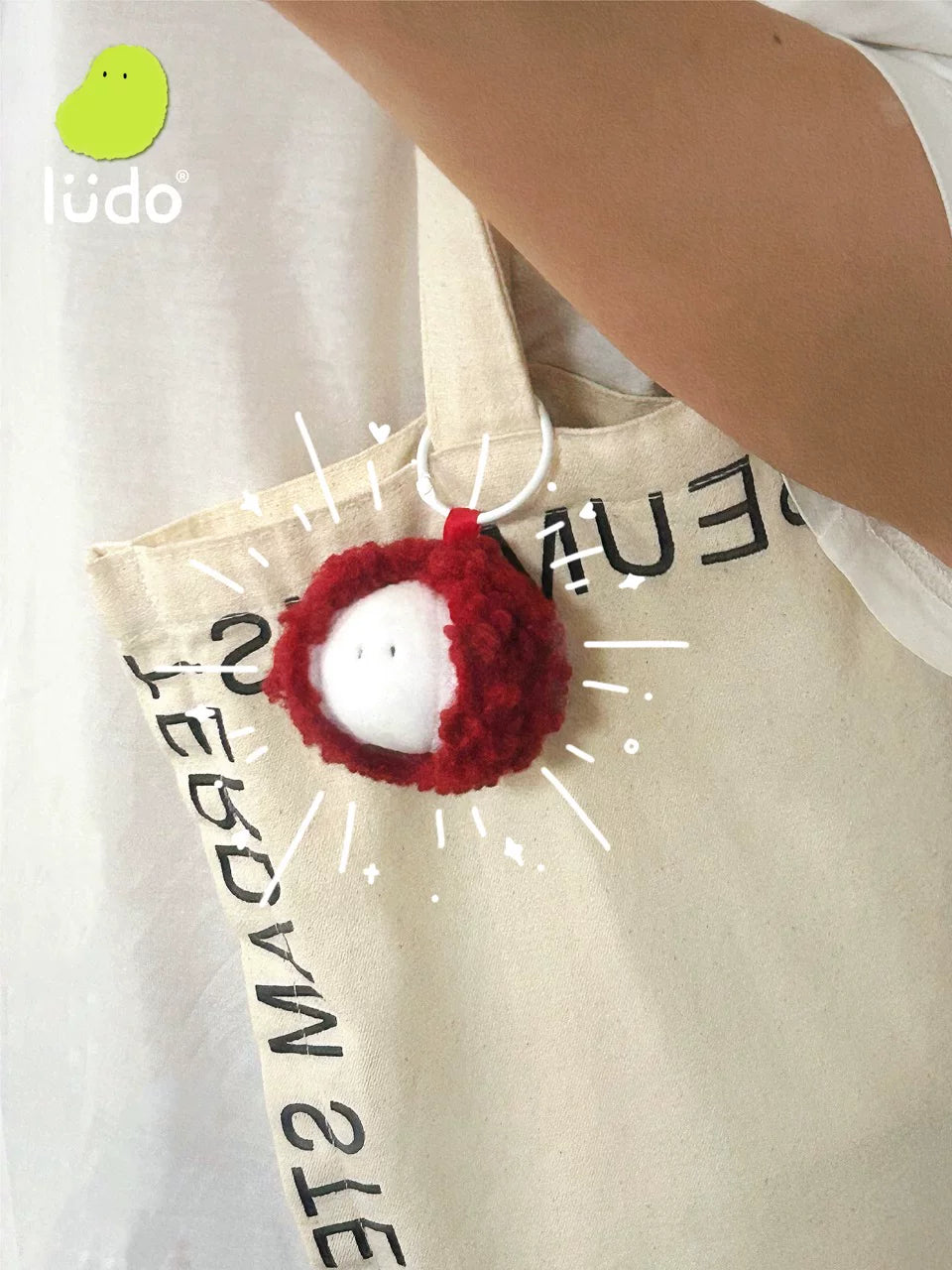 LUDO Bald Fruits Lychee Plush Keychain - image 4