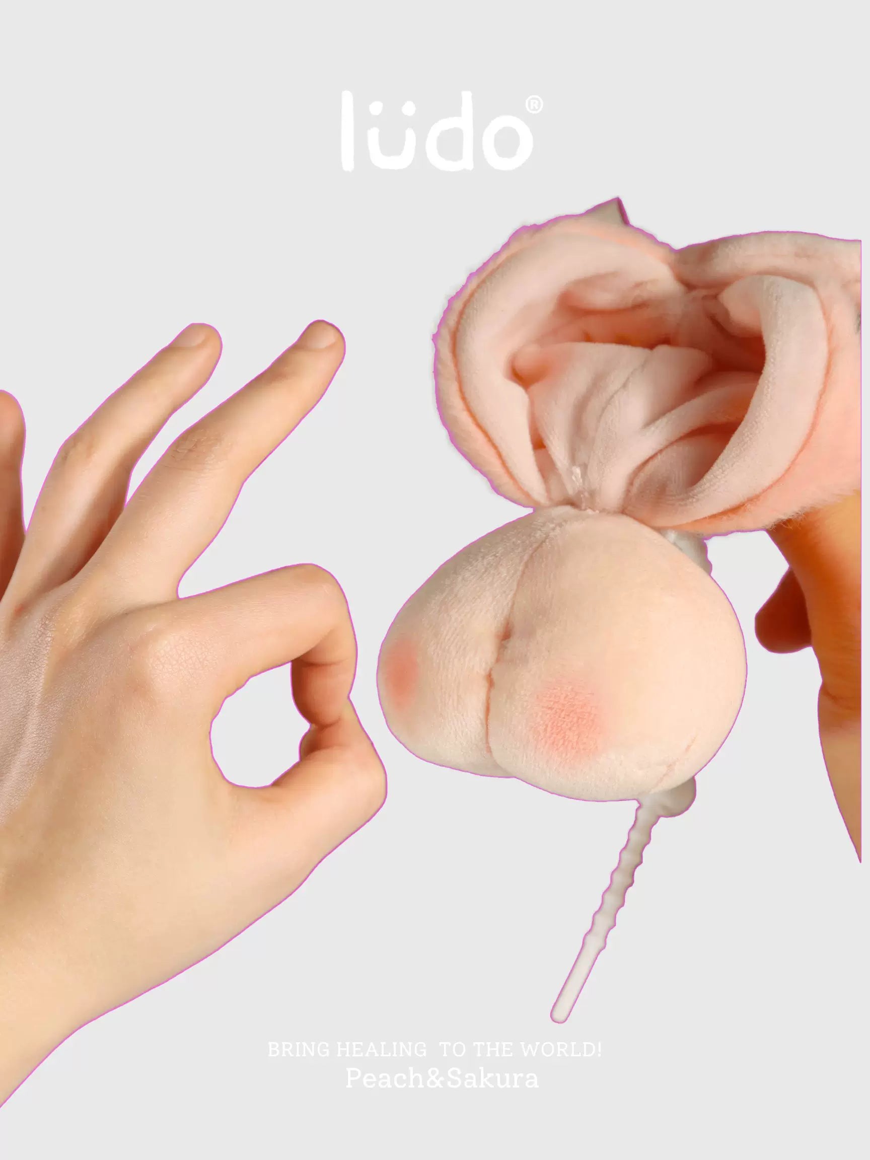 LUDO Peach & Sakura Bald Fruits Plush Keychain - image 4