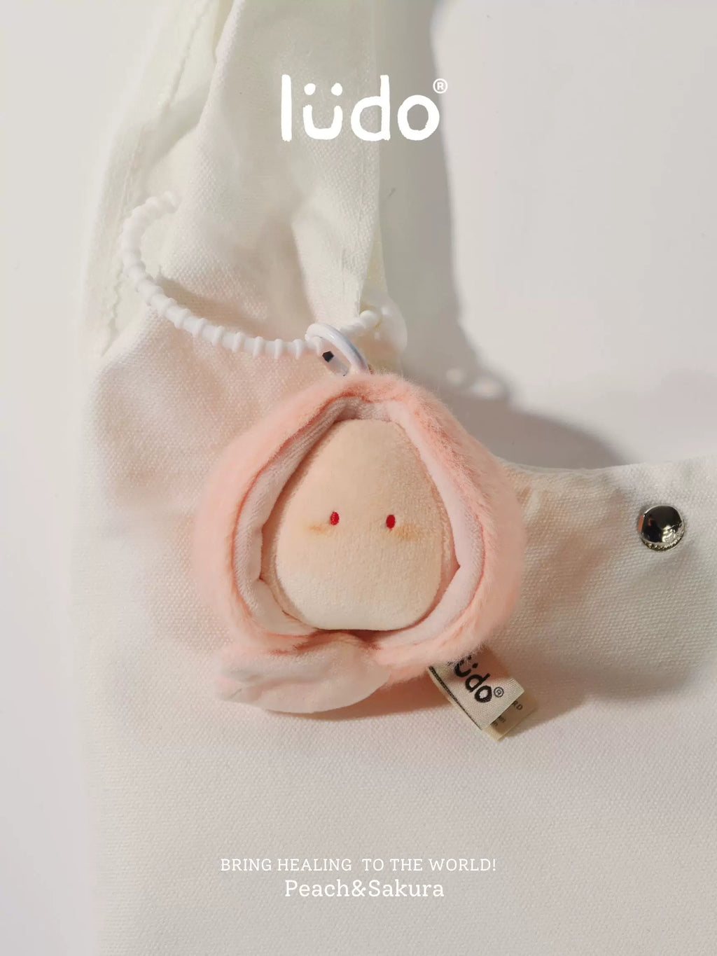 LUDO Peach & Sakura Bald Fruits Plush Keychain - image 2