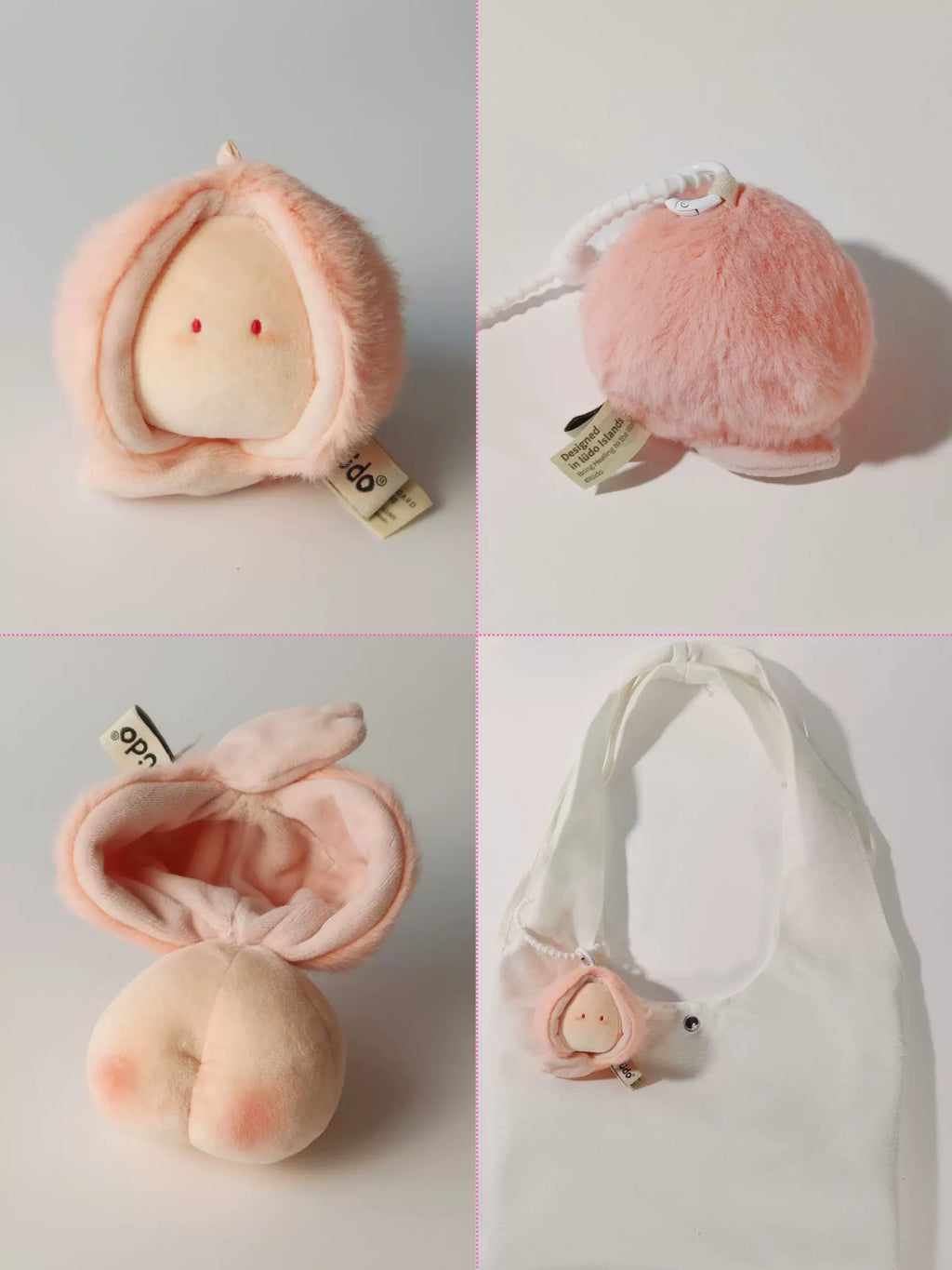LUDO Peach & Sakura Bald Fruits Plush Keychain - image 3