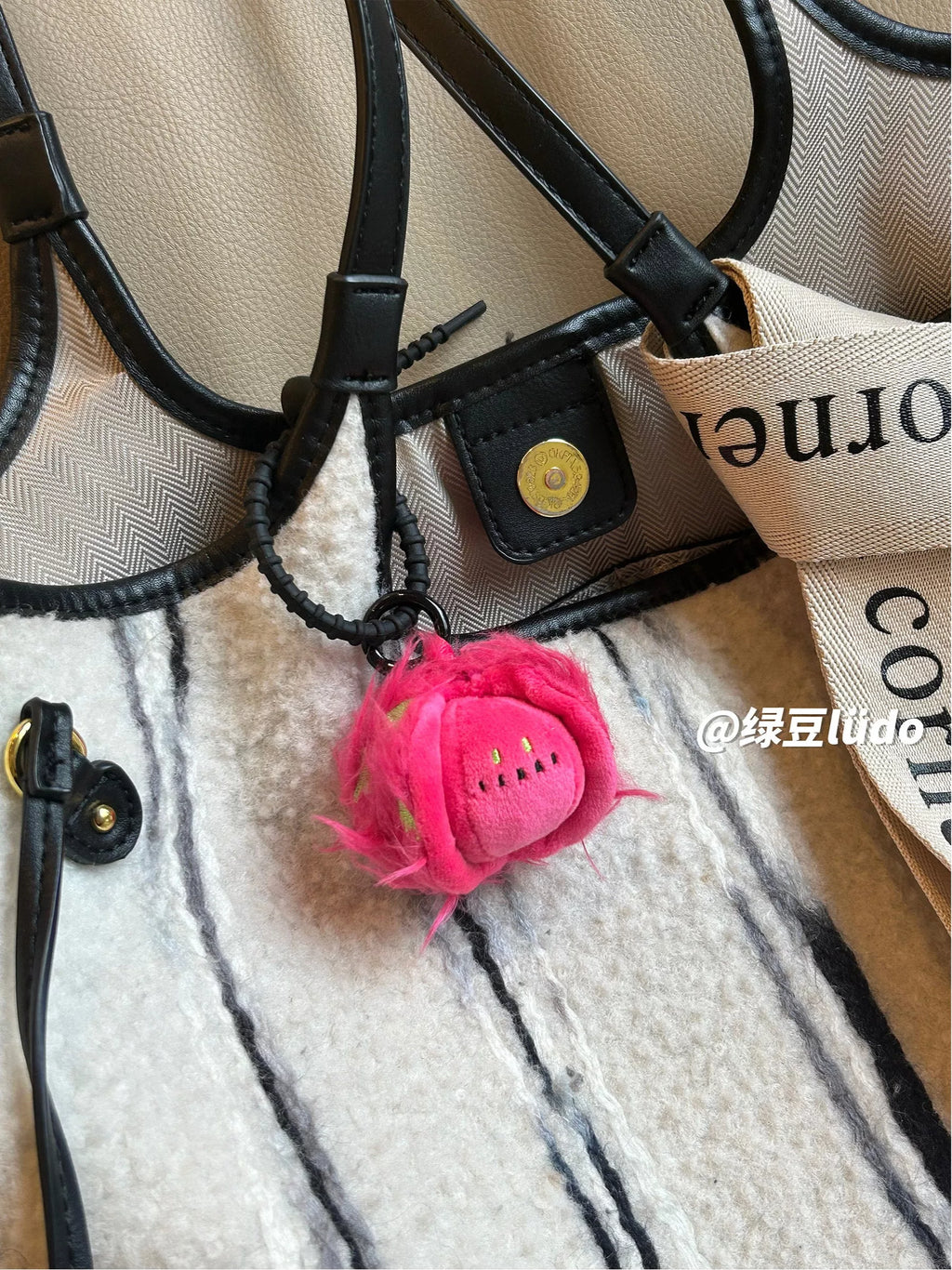 LUDO Bald Fruits White Dragon Fruit Plush Keychain - image 3